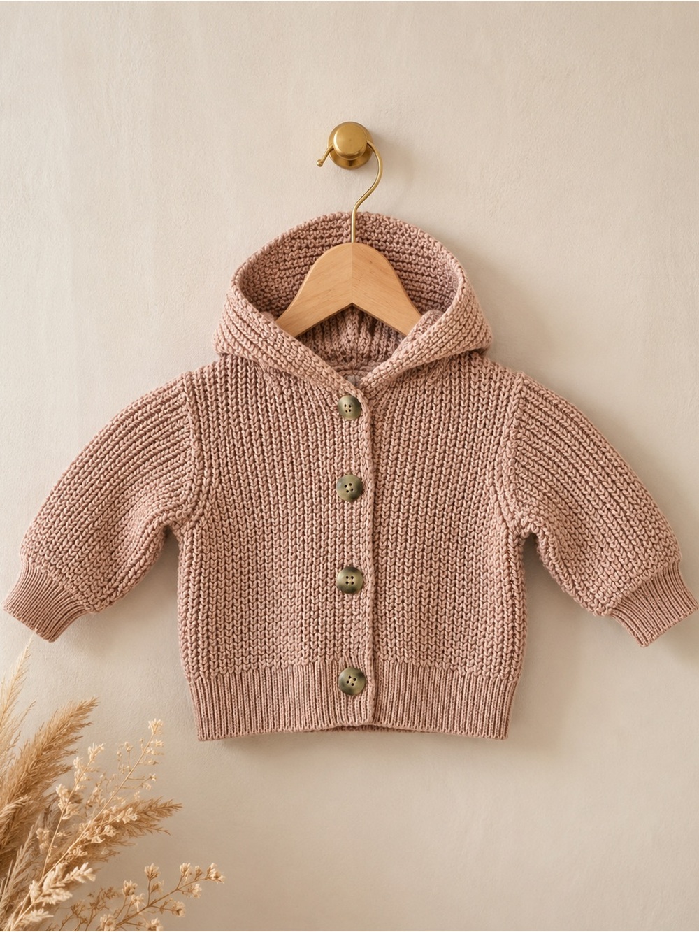 Old Navy Baby Hooded Knit Cardigan Sweater 3-6M Pink